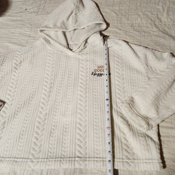 Women's Sz L Joyspun Hooded White Plush Pajama Set "Hot Cocoa & Fuzzy Socks" - Picture 5 of 12